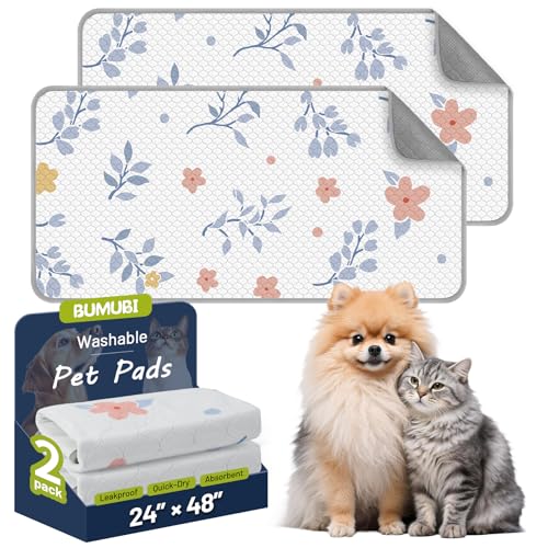 Washable Dog Pee Pads - Absorbent Reusable Puppy Training Pads, Waterproof Leak - Proof & Non - Slip for Crate Whelping Potty Training 24x48 (Pack of 2) - color: Light Gray Multicolor, size: 24x48in(Pack of 2)