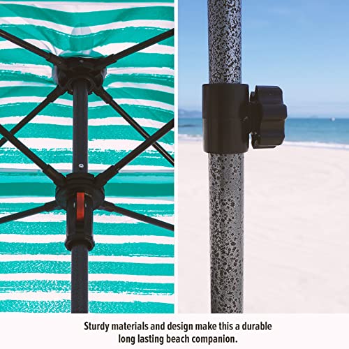 Qipi Beach Cabanas for Sand, Beach Canopy with Sandbags & Side Wall for Family, Easy Set Up Sun Shelter, UPF 50+ UV Protection with Roof Vent - color: 6' x 6' Jervis Bay