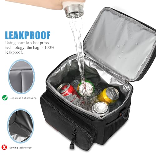 MIYCOO Lunch Bag & Lunch Box for Men Women Double Deck - Leakproof Insulated Soft Large Adult Lunch Cooler Bag for Work, (Black Zipper Pull, 15L) - color: Black Zipper Pull