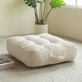 HIGOGOGO 6" Washable Floor Pillow Cushion for Adults, Meditation Cushion Pillow, Large Square Floor Sitting, Removable Tufted Corduroy Cover, for Tatami Living Room or Yoga, 22x22 Inch,Beige