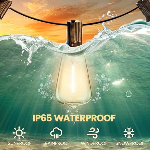 10FT Outdoor String Lights - LED Waterproof Patio Lights with Shatterproof ST38 Edison Plastic Bulb, Connectable Hanging Lighting for Outside Indoor Backyard Yard Gazebo Porch Party Decor - SOLROS - style: Vintage Bulb-Plug in Only