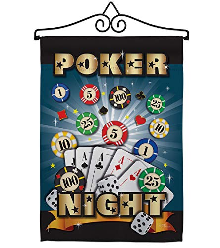 Breeze Decor Poker Night Garden Flag Set Wall Hanger Interests Game Bunco Dice Bingo Hobbies Leisure Activity Small Decorative Gift Yard House Banner Made in USA 13 X 18.5