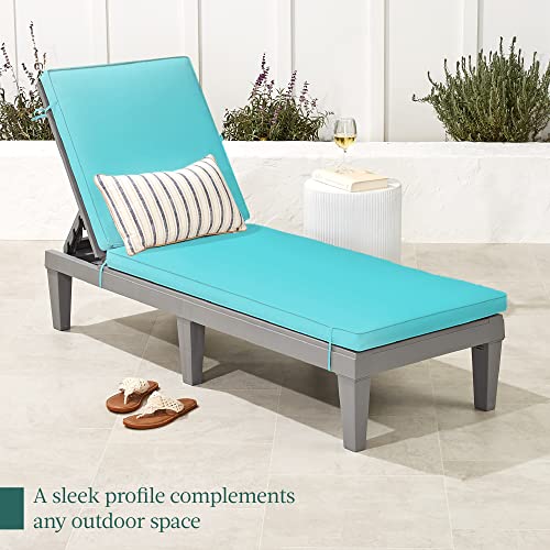 Best Choice Products Outdoor Lounge Chair, Resin Patio Chaise Lounger for Poolside, Backyard, Porch w/Seat Cushion, Adjustable Backrest, 5 Positions, 330lb Capacity - Gray/Teal - color: Gray/Teal