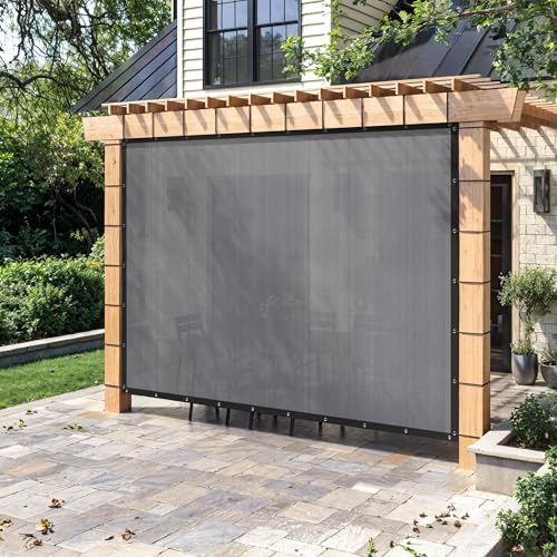 90% Sun Shade Cloth with Grommets 3X8 FT, Outdoor Pergola Shade Cover, Heavy-Duty Mesh Tarp Patio Sun Screen for Lawn Garden Backyard, Grey - color: Gray, size: 0 3 x 0 8 FT