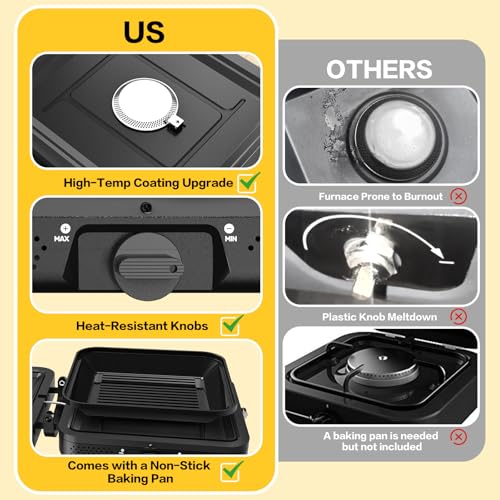 2 Burner Portable Camping Stove Propane, Folding Propane Stove for Camping, Camp Stove with 17,000 BTU,Two Adjustable Burners Gas Camping Stove with Carrying Bag for Outdoor Cooking,BBQ - color: Black