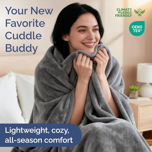Ultra Soft Fleece Blanket King Size - Flannel Fleece Luxury King Blanket - Lightweight for Couch Bed Chair - Thick, Warm & Breathable - All Season Cozy Fuzzy, Anti-Static Microplush Bedding, Dark Grey - color: 11 - Dark Grey, size: King (90" x 108")