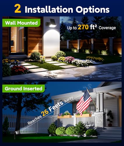 LETMY Solar Lights Outdoor Waterproof IP65, 4 Pack Solar Spot Lights Outdoor With 14 Big LEDs, 2-in-1 Wall Lights & 2 Modes Solar Powered Landscape Spotlights for Garage Pathway Yard Decor Garden Gift - size: 4 PACK