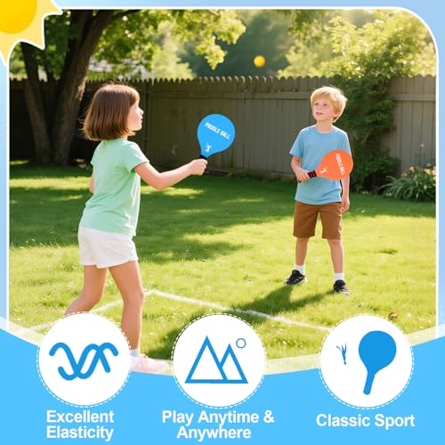 2 Sets Beach Games Toy Paddle Ball Set - Funny Paddleball Rackets Game, Outdoor Sports Toys for Kids Adults Family Games Yard Lawn Party Supplies, Blue Orange, Medium - color: Blue, Orange, size: Medium