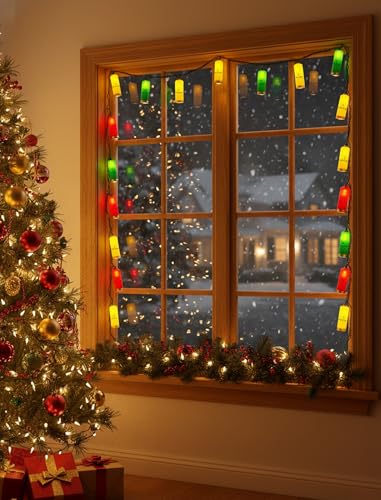 8.5Ft Multicolor Shotgun Shell String Lights Plug in, 10 LED Red Green Yellow Bullet Shape Lights, Connectable Hanging Bullets Lights for Patio Party Cinco de Mayo Mexican Fiesta Christmas Tree Decor - color: Red Green and Yellow Bullets