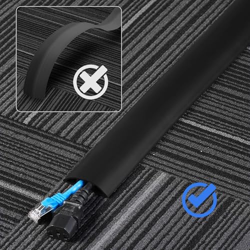 ZhiYo Floor Cord Cover 4ft, Cord Hider Floor Hide Extension Cords, Cable Management Prevent Cable Trips, Floor Cable Cover Wire Covers for Cords, Cable Protector Cord Cavity W0.6in H0.32in Black - color: Black, size: 2'' W X 4' L