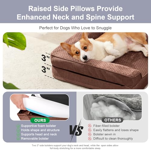 Rainmr Orthopedic Dog Bed Medium Size Dog, Memory Foam Dogs Bed for Medium Dogs, Washable Removable Cover, Nonskid Bottom, Waterproof, for Indoor, Outdoor, Crate ＆ Car Use, 35x23x6 Inches, Brown Grey - color: Standard Version-Brown, size: 35.0"L x 23.0"W