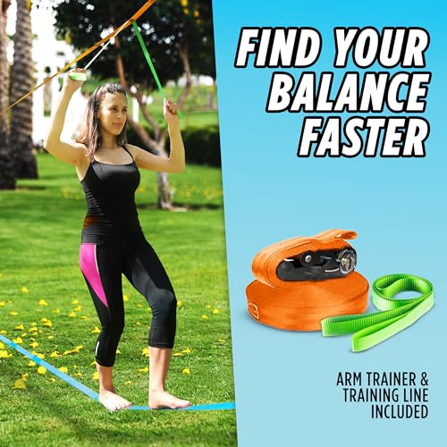 Complete Slackline Kit with Training Line - 2X 60ft Slack Lines for Backyard for Kids and Adults, Wider Tree Protectors - Ninja Slackline Kit for Kids Outdoor Play Equipment (Complete Kit - Blue) - color: Blue & Orange