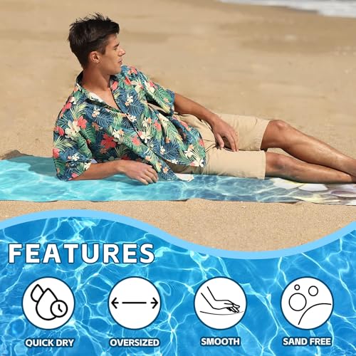 Starfish Beach Towel,Starfish Seashell and Flower on Sea Beach Lightweight Compact Sand Free Quick Dry Oversized Pool Swimming Towels for Girls Women Adults,29.5"×59" - color: Starfish Seashell and Flower on Sea Beach
