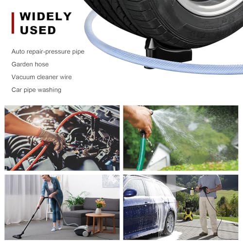 4 PCS Car Hose Guide, Tire Hose Roller Preventing Stucking and Snagging Under The Wheels, Plastic Detailing Tyre Hose Guide Vehicle Washing Tool for Cars Trucks SUVs (Black) - color: Black