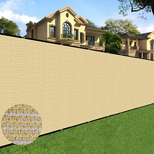 Sunnyglade 6 feet x 50 feet Privacy Screen Fence Heavy Duty Fencing Mesh Shade Net Cover for Wall Garden Yard Backyard (Sand, 6 ft X 50 ft) - color: Sand, size: 6 Ft X 50 Ft