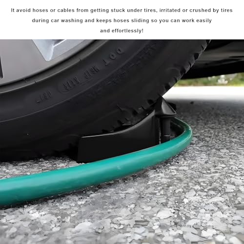 4 PCS Car Hose Guide, Tire Hose Roller Preventing Stucking and Snagging Under The Wheels, Plastic Detailing Tyre Hose Guide Vehicle Washing Tool for Cars Trucks SUVs (Black) - color: Black