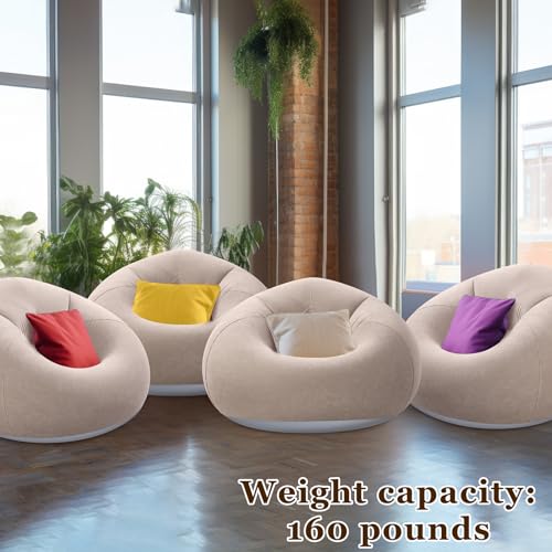 Realspring Inflatable Bean Bag Chairs Outdoor Blow up Camping Chairs Inflatable Lazy Sofa Folding Portable Bean Bag Loungers Couch for Movie Night(Coffee,4 Pcs) - color: Coffee
