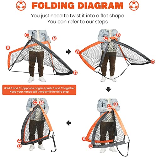 Simple Deluxe 4‘x3’ Portable Soccer Goal, Pop Up Folding Soccer Net Comes with 2 Oxford Cloth Bags and 8 Stakes, Great for Training for Backyard