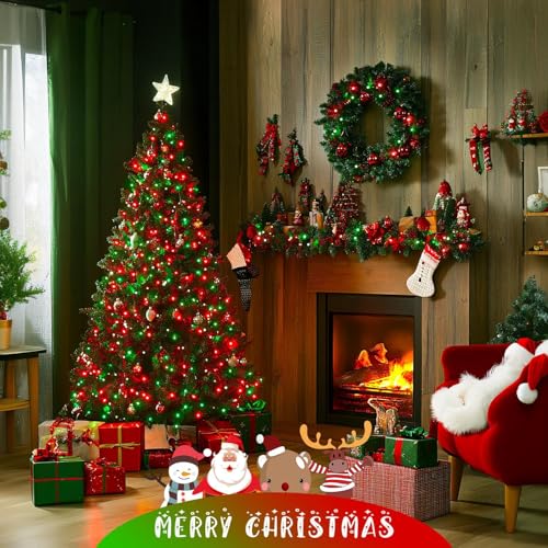 JMEXSUSS 600 LED Christmas String Lights Outdoor, Red and Green Lights Clear Wire, Christmas Twinkle String Lights Plug in for Tree Xmas Decorations - color: Red and Green, size: 600 LED
