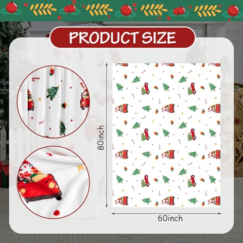 Edenleaf Christmas Blanket - White Holiday Throw with Santa Claus & Snowman - Warm Cozy Fleece Winter Blanket, 60x80 Inches，White - color: 04 Christmas White, size: Blanket-60"x80"