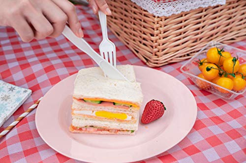POSATE Plastic Plates Disposable 60 PCS, Heavy Duty 30 Dinner Plates 10.25" and 30 Dessert Plates 7.5" for Party, Pink - color: Pink