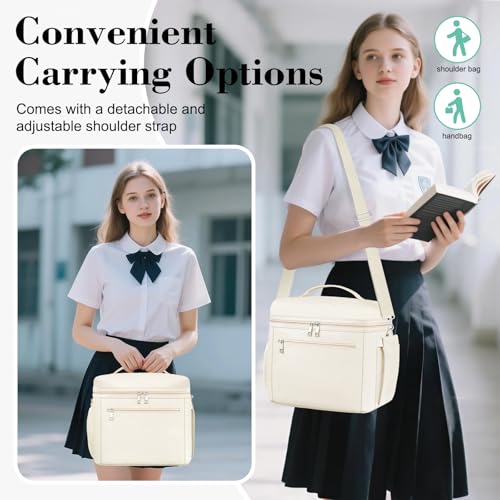 DALINDA Insulated Lunch Bag Lunch Box for Women Men,Leak-Proof Cooler Bag Lunchbox Lightweight for Work Picnic,Study,Beach,Camping,Travel - color: Beige, size: 7L Medium · Compact Size