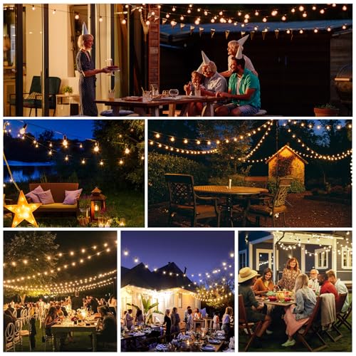 Outdoor String Lights 100ft LED Hanging Globe Patio Lights with G40 Shatterproof Bulbs(34+3 Bulbs), Spring Easter Gift for Men Women Waterproof Connectable Hanging Light Outdoor Decor Garden Backyard - style: 100FT (34+3Bulbs)