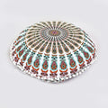 Indian Consigners Floor Cushion Covers 22" Round Mandala Ombre Zipped Ottoman Cover - color: Pink-mustard-green