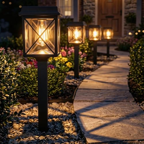 XMCOSY+ Solar Lights Outdoor, 8 Pack 50LM Bright Solar Pathway Lights, IP65 Waterproof 3-in-1 Garden Light for Yard Backyard Driveway Walkway Landscape Path (Warm/Cool White) - size: 8 Pack