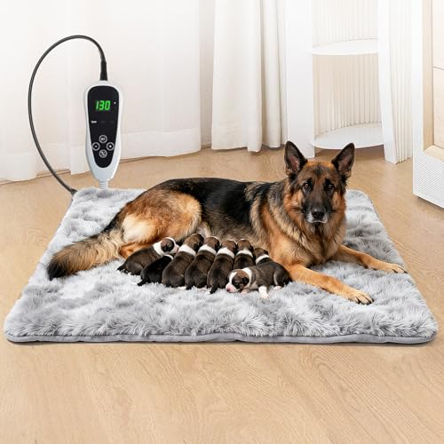 GOLOPET Extra Large Dog Heating Pad, 47×30 In with Smart Thermostat Switch and Power Line Protection Tube,Obtained MET and UL Dual Certification,Waterproof Pet Heating Pad with Long Velvet Cloth Cover - size: 47.0"L x 30.0"W