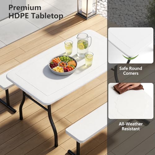 Kids Picnic Table with Benches, 38" Outdoor Toddler Table Set for 4 Children, Heavy Duty HDPE Play Table, 300LBS Capacity, Kids patio table and Chairs for Backyard, Park, Garden, Crafting and Indoor