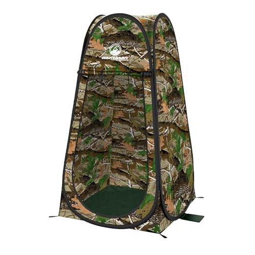Wakeman Pop Up Changing Tent, 3.3 x 3.3 x 6.2ft, Camping Shower Tent for Portable Toilet Stall or Dressing Room with Carry Bag for Camping, Beach, or Tailgate, Polyester - color: Camo