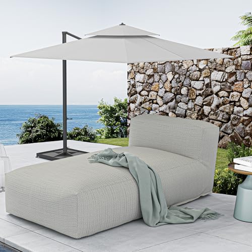 Dineli Chaise Lounge Chair Outdoor Bed Lounger Outdoor Couch Sofa for Pool Comfy Patio Furniture Foam Filling Bean Bed Chair Lazy Sofa for Outside, Water-Resistant Sunbed (Light Green, 70'' Length) - color: Light Green, 70'' Length