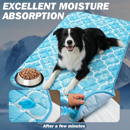 EXPAWLORER Dog Cooling Mat-28.3''*47.2'' Upgraded Extra Large Cooling Pad for Dog Dogs Cats Pets in Summer Keep Cool,Washable,Non-Slip Blanket for Grate Sofa Bed Outdoor - color: Blue