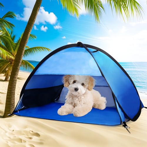 Beach Sun Shelters, Instant Sun Shade Canopy Head PopUp Canopy Automatic Shade Tent for Camping, Portable Windproof Waterproof with Mobile Phone Stand with Tent Nails, with Breathable Mesh, 70cm - color: Blue-Breathable-27.5in
