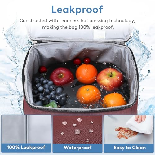 Lifewit Cooler Bag 30/50/60 Cans Collapsible and Insulated Large Lunch Bag Leakproof Soft Cooler Portable Tote for Camping/BBQ/Family Outdoor Activities - color: Burgendy, size: 50-Can(30L)