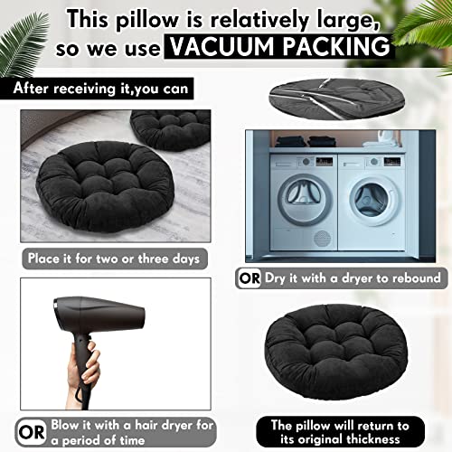Jerify Floor Pillow Cushions Large Round Square Large Meditation Floor Pillow for Classroom Adult Meditation Picnic Party Seating Learning Daycare School(Round,Black,4 Pcs) - color: Black, size: Round