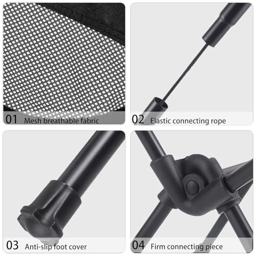 Wind Tour Portable Camping Chair Lightweight Foldable Outdoor Chair for Hiking Camp Backpacking Lawn Beach Fishing Picnic with Carry Bag (High-Back | Black) - color: High-back | Black