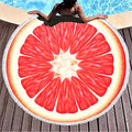 Round Beach Towel Oversized , 59" Circle Beach Blanket with Tassel , Microfiber Round Beach Towel with Fringe , Large Picnic Yoga Mat Kids Play Area Rug , Tropical Fruits Swim Pool Towels (pomelo) - color: Pomelo