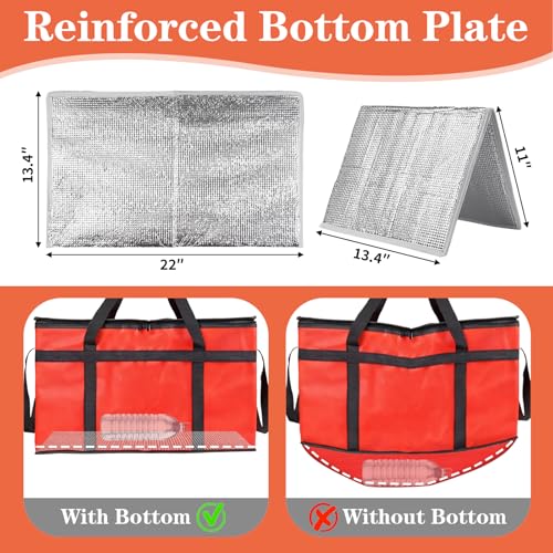 PEASUG XXXL Insulated Bags for Food Delivery with Removable Hard Bottom,Pizza Delivery Bags, Large Capacity Cooler Bag Keep Food Warm for Grocery Shopping and Catering, Foldable, Heavy-Duty (Red) - color: Red