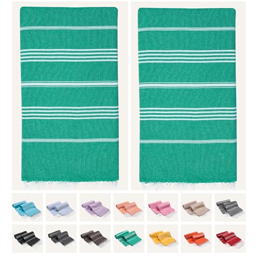 2 Pack The Turkish Beach Towel 40x72 Inches, Oversized 100% Cotton Sand Free Lightweight Absorbent Quick-Dry Beach Blanket, Extra Large Turkish Bath Towels for Travel and Pool, Yoga (Apple Green) - color: Apple Green