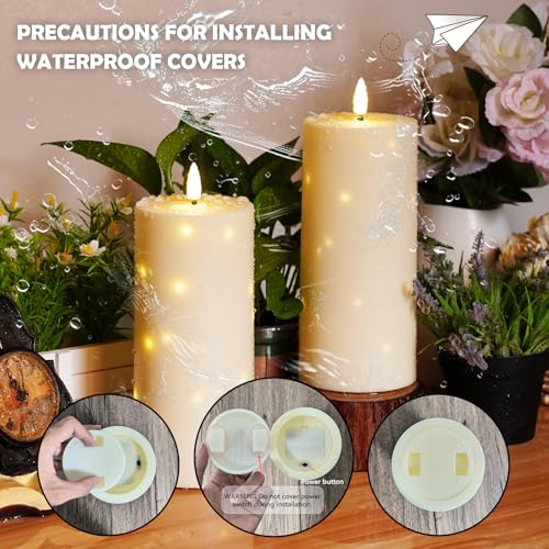 kakoya 10" x 4" Large Outdoor Waterproof Flickering Flameless Candles with Timer,4Pcs Battery Operated LED Pillar Candles with Embedded Star String for Outdoor Lanterns,Porch,Patio Decor(Ivory) - color: Ivory, size: 4PCS-D4"xH10"