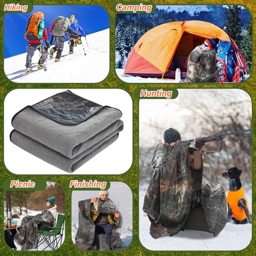 VitalCozy 55" x 95" Waterproof Woobie Camo Blanket for Hunting Extra Outdoor Stadium Blankets Sherpa Lining with Hood and Storage Pocket for Deer Duck Hunting Gear Blind Accessories(Bionic Bush Camo) - style: Bionic Tree Camo