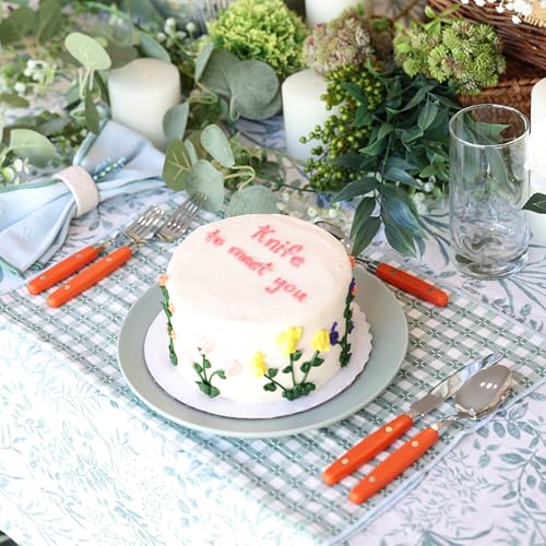ANNOVA Silverware Set, Retro/Rivet Colorful Stainless Steel Tableware Kitchen Flatware Set Utensils, Includes Dinner Knives, Forks, Spoons, Salad Forks & Dessert Spoons (Orange, 20 Pieces) - color: Orange, size: 20 Pieces