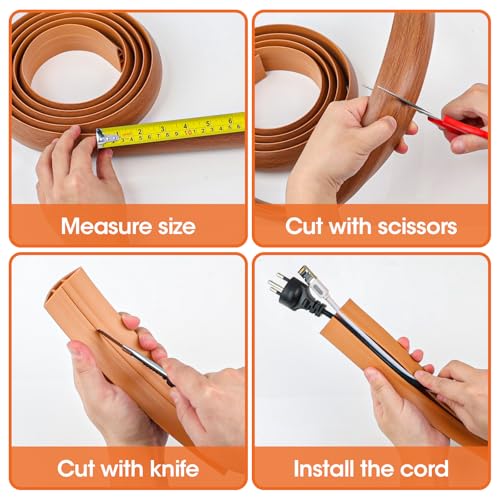 20 FT Floor Cord Cover, Cord Covers for Wires on Floor, Cord Protector, Floor Cable Cover, Hide Extension Cord Covers for Floor, Cable Cavity: 0.47" (W) x 0.29" (H) - Brown - size: Brown-20ft