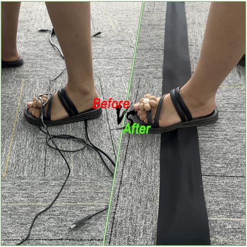 Floor Cable Covers - 20ft Oxford Fabric Cord Protector with Adhesive Hook & Loop,Waterproof Wire Storage Sleeve for Any Floor Surface,Durable Cable Management to Prevent Tripping Hazards (Black, 20ft) - color: Black, size: 20ft