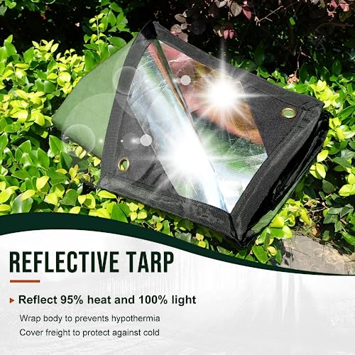 Safety Barrier：LYN XL Heavy Duty Survival Emergency Blanket/Tarp Cover-8.5'x11.8',Reflective Thermal Ripstop Waterproof,for Army,Tarp Covcer,Survial,Life Protection