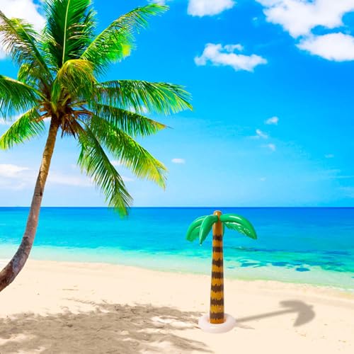 R HORSE Inflatable Palm Tree Flamingo Banana Beach Ball Parrot Beach Pool Toys for Tropical Hawaiian Luau Party Summer Pool Beach Party Decorations - style: Palm Tree+Flamingo+Banana+Beach Ball+Parrot