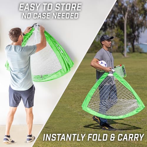 GoSports Portable Soccer Goals for Kids - 13 Color Options - Choose 4 x 3 ft or 6 x 4 ft - Team Tone Pop Up Nets for Backyard - color: Bright Green, style: 4 ft x 3 ft