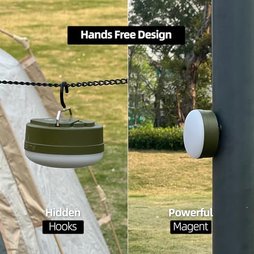 LED Camping Light,4Modes Portable AA Battery Powered Hanging Tent Lantern with Magnetic Base and Foldable Hook for Emergency Use or Campsites, (Without Batteries-Green) - size: Green